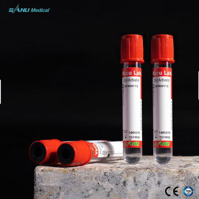 Rote Spitzen-Glassammlungs-Rohre des blut-3ml staubsaugen Klumpen-Aktivator-Rohr