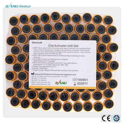 Wegwerf-HAUSTIER Klumpen-Aktivator-Blut-Sammlung mit Gel 13x100mm